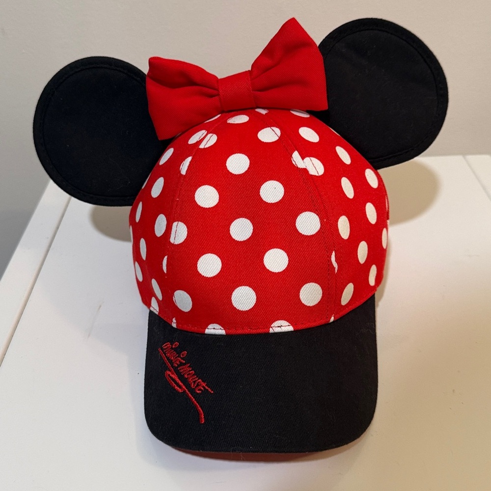 Authentic Disney World Minnie Mouse Polka Dot Bow Girl’s Adjustable Baseball Hat
